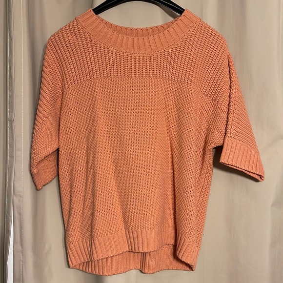 Blair Shaker Stitch Dolman Sweater crew neck short sleeve pink/salmon size M - Picture 1 of 5